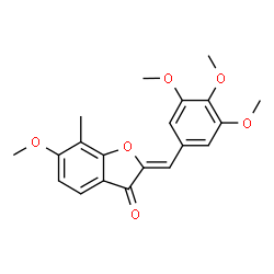 ChemSpider 2D Image | (2Z)-6-Methoxy-7-methyl-2-(3,4,5-trimethoxybenzylidene)-1-benzofuran-3(2H)-one | C20H20O6