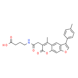 ChemSpider 2D Image | 4-({[5-Methyl-3-(4-methylphenyl)-7-oxo-7H-furo[3,2-g]chromen-6-yl]acetyl}amino)butanoic acid | C25H23NO6