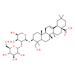 ChemSpider 2D Image | (3beta,5xi,18alpha)-3-{[2-O-(alpha-D-Glucopyranosyl)-alpha-L-arabinopyranosyl]oxy}-23-hydroxyolean-12-en-28-oic acid | C41H66O13