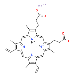 ChemSpider 2D Image | manganese(2+) 2,18-bis(2-carboxyethyl)-7,12-diethenyl-3,8,13,17-tetramethylporphine-21,23-diide | C34H32MnN4O4