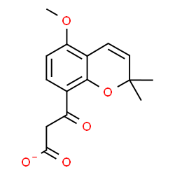 ChemSpider 2D Image | 3-(5-Methoxy-2,2-dimethyl-2H-chromen-8-yl)-3-oxopropanoate | C15H15O5