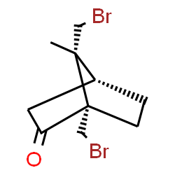 ChemSpider 2D Image | (1S,4R,7R)-1,7-Bis(bromomethyl)-7-methylbicyclo[2.2.1]heptan-2-one | C10H14Br2O