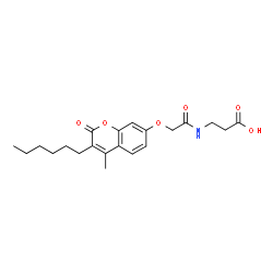 ChemSpider 2D Image | N-{[(3-Hexyl-4-methyl-2-oxo-2H-chromen-7-yl)oxy]acetyl}-beta-alanine | C21H27NO6