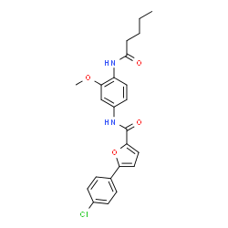 ChemSpider 2D Image | 5-(4-Chlorophenyl)-N-[3-methoxy-4-(pentanoylamino)phenyl]-2-furamide | C23H23ClN2O4
