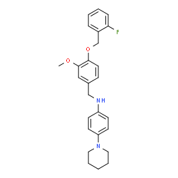ChemSpider 2D Image | N-{4-[(2-fluorobenzyl)oxy]-3-methoxybenzyl}-4-piperidin-1-ylaniline | C26H29FN2O2