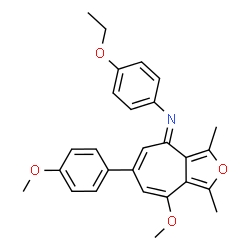 ChemSpider 2D Image | (4E)-N-(4-Ethoxyphenyl)-8-methoxy-6-(4-methoxyphenyl)-1,3-dimethyl-4H-cyclohepta[c]furan-4-imine | C27H27NO4