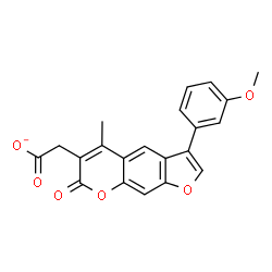 ChemSpider 2D Image | [3-(3-Methoxyphenyl)-5-methyl-7-oxo-7H-furo[3,2-g]chromen-6-yl]acetate | C21H15O6