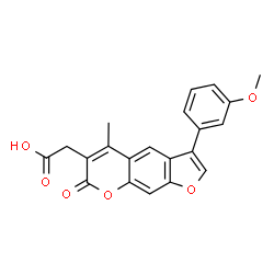 ChemSpider 2D Image | [3-(3-Methoxyphenyl)-5-methyl-7-oxo-7H-furo[3,2-g]chromen-6-yl]acetic acid | C21H16O6