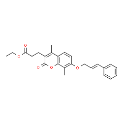 ChemSpider 2D Image | Ethyl 3-(4,8-dimethyl-2-oxo-7-{[(2E)-3-phenyl-2-propen-1-yl]oxy}-2H-chromen-3-yl)propanoate | C25H26O5