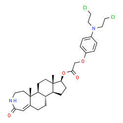 ChemSpider 2D Image | (5aR,5bS,7aS,8S,10aS,10bR)-5a,7a-Dimethyl-2-oxo-2,3,4,5,5a,5b,6,7,7a,8,9,10,10a,10b,11,12-hexadecahydrocyclopenta[5,6]naphtho[1,2-d]azepin-8-yl {4-[bis(2-chloroethyl)amino]phenoxy}acetate | C31H42Cl2N2O4