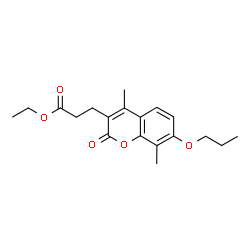 ChemSpider 2D Image | Ethyl 3-(4,8-dimethyl-2-oxo-7-propoxy-2H-chromen-3-yl)propanoate | C19H24O5