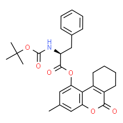 ChemSpider 2D Image | 3-Methyl-6-oxo-7,8,9,10-tetrahydro-6H-benzo[c]chromen-1-yl N-{[(2-methyl-2-propanyl)oxy]carbonyl}-L-phenylalaninate | C28H31NO6