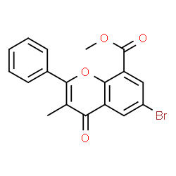 ChemSpider 2D Image | Methyl 6-bromo-3-methyl-4-oxo-2-phenyl-4H-chromene-8-carboxylate | C18H13BrO4