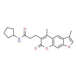 ChemSpider 2D Image | N-Cyclopentyl-3-(3,5-dimethyl-7-oxo-7H-furo[3,2-g]chromen-6-yl)propanamide | C21H23NO4