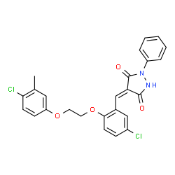ChemSpider 2D Image | (4E)-4-{5-Chloro-2-[2-(4-chloro-3-methylphenoxy)ethoxy]benzylidene}-1-phenyl-3,5-pyrazolidinedione | C25H20Cl2N2O4