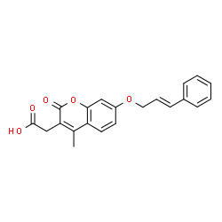 ChemSpider 2D Image | (4-Methyl-2-oxo-7-{[(2E)-3-phenyl-2-propen-1-yl]oxy}-2H-chromen-3-yl)acetic acid | C21H18O5