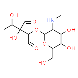 ChemSpider 2D Image | 5-Deoxy-2-O-[2-deoxy-2-(methylamino)hexopyranosyl]-3-C-formylpentose | C13H23NO9