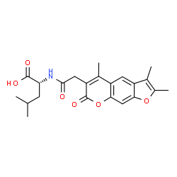 ChemSpider 2D Image | N-[(2,3,5-Trimethyl-7-oxo-7H-furo[3,2-g]chromen-6-yl)acetyl]-D-leucine | C22H25NO6