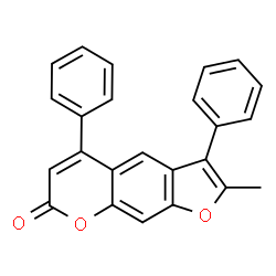 ChemSpider 2D Image | 2-Methyl-3,5-diphenyl-7H-furo[3,2-g]chromen-7-one | C24H16O3