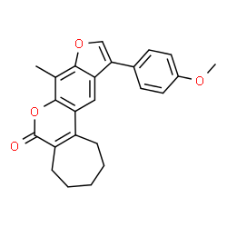 ChemSpider 2D Image | 11-(4-Methoxyphenyl)-8-methyl-2,3,4,5-tetrahydrocyclohepta[c]furo[3,2-g]chromen-6(1H)-one | C24H22O4