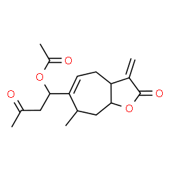 ChemSpider 2D Image | 1-(7-Methyl-3-methylene-2-oxo-3,3a,4,7,8,8a-hexahydro-2H-cyclohepta[b]furan-6-yl)-3-oxobutyl acetate | C17H22O5