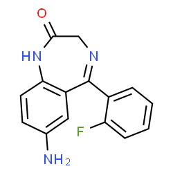 ChemSpider 2D Image | 7-Amino-5-(2-fluorophenyl)-1,3-dihydro-2H-1,4-benzodiazepin-2-one | C15H12FN3O