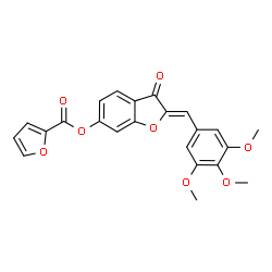 ChemSpider 2D Image | (2Z)-3-Oxo-2-(3,4,5-trimethoxybenzylidene)-2,3-dihydro-1-benzofuran-6-yl 2-furoate | C23H18O8