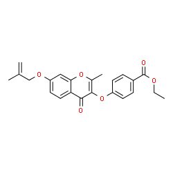 ChemSpider 2D Image | Ethyl 4-({2-methyl-7-[(2-methyl-2-propen-1-yl)oxy]-4-oxo-4H-chromen-3-yl}oxy)benzoate | C23H22O6