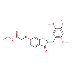 ChemSpider 2D Image | Ethyl {[(2Z)-3-oxo-2-(2,4,5-trimethoxybenzylidene)-2,3-dihydro-1-benzofuran-6-yl]oxy}acetate | C22H22O8
