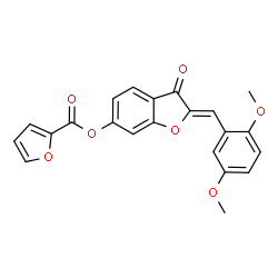 ChemSpider 2D Image | (2Z)-2-(2,5-Dimethoxybenzylidene)-3-oxo-2,3-dihydro-1-benzofuran-6-yl 2-furoate | C22H16O7