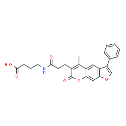 ChemSpider 2D Image | 4-{[3-(5-Methyl-7-oxo-3-phenyl-7H-furo[3,2-g]chromen-6-yl)propanoyl]amino}butanoic acid | C25H23NO6
