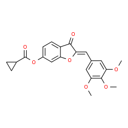 ChemSpider 2D Image | (2Z)-3-Oxo-2-(3,4,5-trimethoxybenzylidene)-2,3-dihydro-1-benzofuran-6-yl cyclopropanecarboxylate | C22H20O7