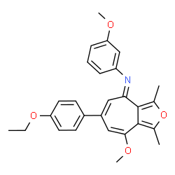 ChemSpider 2D Image | (4E)-6-(4-Ethoxyphenyl)-8-methoxy-N-(3-methoxyphenyl)-1,3-dimethyl-4H-cyclohepta[c]furan-4-imine | C27H27NO4