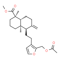 ChemSpider 2D Image | Methyl (1R,4aR,5R,8aR)-5-{2-[2-(acetoxymethyl)-3-furyl]ethyl}-1,4a-dimethyl-6-methylenedecahydro-1-naphthalenecarboxylate | C24H34O5