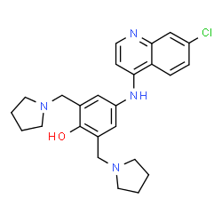 ChemSpider 2D Image | 4-[(7-Chloro-4-quinolinyl)amino]-2,6-bis(1-pyrrolidinylmethyl)phenol | C25H29ClN4O