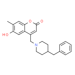 ChemSpider 2D Image | 4-[(4-Benzyl-1-piperidinyl)methyl]-6-hydroxy-7-methyl-2H-chromen-2-one | C23H25NO3
