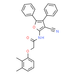 ChemSpider 2D Image | N-(3-Cyano-4,5-diphenyl-2-furyl)-2-(2,3-dimethylphenoxy)acetamide | C27H22N2O3