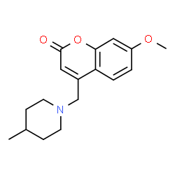 ChemSpider 2D Image | 7-Methoxy-4-[(4-methyl-1-piperidinyl)methyl]-2H-chromen-2-one | C17H21NO3