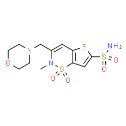 ChemSpider 2D Image | 2-Methyl-3-(4-morpholinylmethyl)-2H-thieno[2,3-e][1,2]thiazine-6-sulfonamide 1,1-dioxide | C12H17N3O5S3
