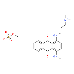 ChemSpider 2D Image | N,N,N-Trimethyl-3-{[4-(methylamino)-9,10-dioxo-9,10-dihydro-1-anthracenyl]amino}-1-propanaminium methyl sulfate | C22H29N3O6S