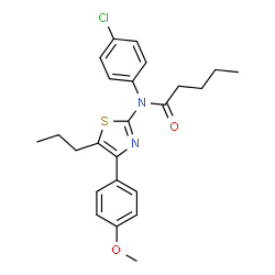 ChemSpider 2D Image | N-(4-Chlorophenyl)-N-[4-(4-methoxyphenyl)-5-propyl-1,3-thiazol-2-yl]pentanamide | C24H27ClN2O2S