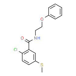 ChemSpider 2D Image | 2-Chloro-5-(methylsulfanyl)-N-(2-phenoxyethyl)benzamide | C16H16ClNO2S