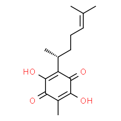 ChemSpider 2D Image | 2,5-Dihydroxy-3-methyl-6-[(2R)-6-methyl-5-hepten-2-yl]-1,4-benzoquinone | C15H20O4