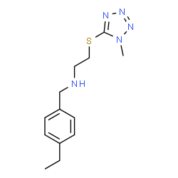 ChemSpider 2D Image | N-(4-Ethylbenzyl)-2-[(1-methyl-1H-tetrazol-5-yl)sulfanyl]ethanamine | C13H19N5S