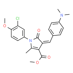 ChemSpider 2D Image | Methyl (4Z)-1-(3-chloro-4-methoxyphenyl)-4-[4-(dimethylamino)benzylidene]-2-methyl-5-oxo-4,5-dihydro-1H-pyrrole-3-carboxylate | C23H23ClN2O4
