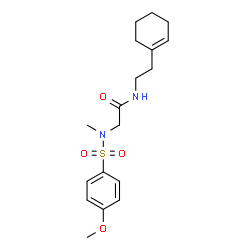 ChemSpider 2D Image | N-[2-(1-Cyclohexen-1-yl)ethyl]-N~2~-[(4-methoxyphenyl)sulfonyl]-N~2~-methylglycinamide | C18H26N2O4S