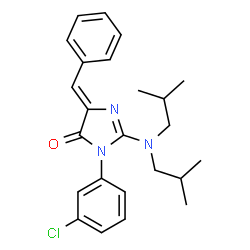 ChemSpider 2D Image | (5Z)-5-Benzylidene-3-(3-chlorophenyl)-2-(diisobutylamino)-3,5-dihydro-4H-imidazol-4-one | C24H28ClN3O