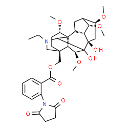 ChemSpider 2D Image | [(1alpha,6beta,10xi,13xi,14alpha,16beta,17xi)-20-Ethyl-7,8-dihydroxy-1,6,14,16-tetramethoxyaconitan-4-yl]methyl 2-(2,5-dioxo-1-pyrrolidinyl)benzoate | C36H48N2O10