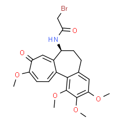 ChemSpider 2D Image | 2-Bromo-N-[(7S)-1,2,3,10-tetramethoxy-9-oxo-5,6,7,9-tetrahydrobenzo[a]heptalen-7-yl]acetamide | C22H24BrNO6