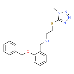 ChemSpider 2D Image | N-[2-(Benzyloxy)benzyl]-2-[(1-methyl-1H-tetrazol-5-yl)sulfanyl]ethanamine | C18H21N5OS